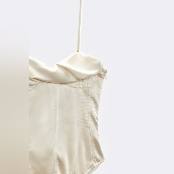 Zara satin bustier corset style cami bodysuit cream ivory color - Picture 6 of 7
